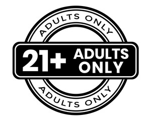 21+ adults only round stamp symbol element black png file transparent background