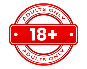 18+ adults only round stamp symbol element red png file transparent background