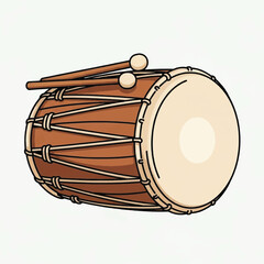 Brown Drum with Wooden Mallets Beside.