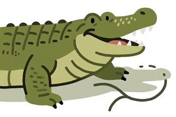 Obraz premium Cartoon illustration of an openmouthed crocodile