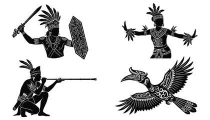 Borneo Indigenous Dayak Heritage Vector Set © 777SKYLABS