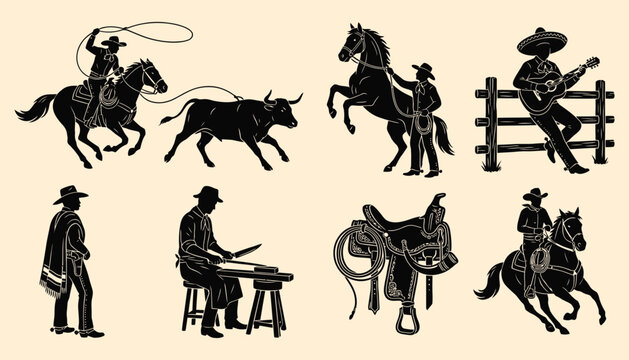 Vaquero Life Vintage Ranch Icons Set