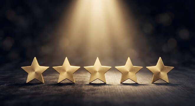 Beams of Success Premium Service Excellence Gold Stars on Royal Purple Curtains