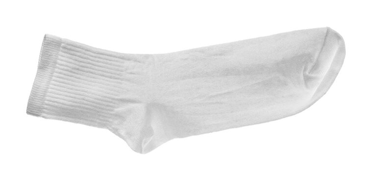 New white cotton sock flying, clipping path