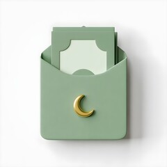 Eid money envelope icon 3d rendering isolated on white background cartoon plastic style icon