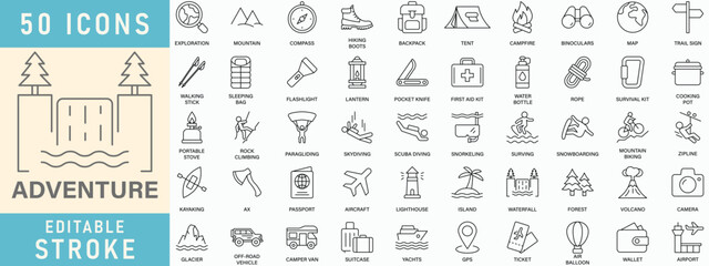 Adventure line icon collection. Editable stroke. Vector illustration.  © Deri R Cindy