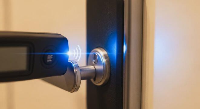 Electronic key reader interacting with a smart door lock