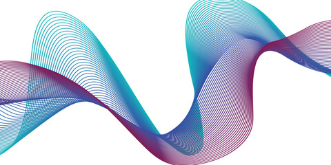 Abstract horizontal glowing blue  pink and purple line wave background
