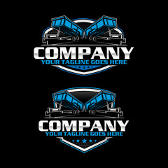 Dump Trailer Logo Design for Junk Removal and Trailer Rental Service, Heavy Duty Construction Vector Illustration
