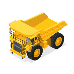 Heavy-duty yellow mining dump truck isolated on white background. © Rejeki