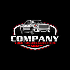 American Pickup Truck Logo Design, Heavy Duty Transport Vehicle Vector Illustration