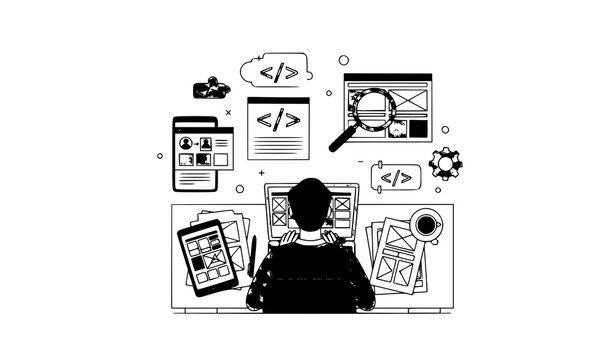 UX Design and Web Development Concept Vector Illustration