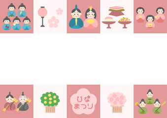 ひなまつりかわいいアイコンフレーム