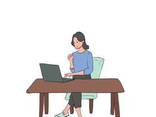 businesswoman focus working on laptop