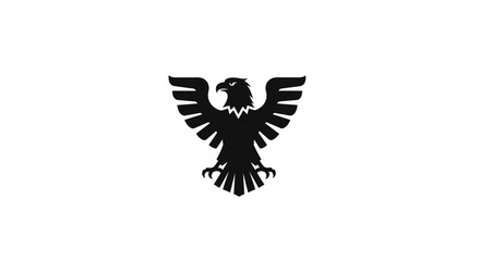 Fototapeta premium Black Eagle Silhouette Icon with Spread Wings