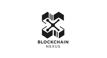 Blockchain Nexus Logo Design for Digital Technology and Network Connection