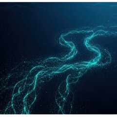 Abstract Teal Particle Flow Glowing Energy Stream Background