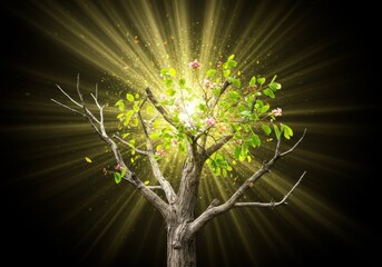 Glowing Tree of Life Rebirth and Renewal