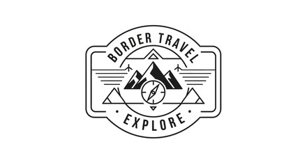 Mountain Travel Explore Adventure Logo Emblem Design with Compass