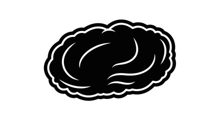 Black Brain Silhouette Icon, Vector Illustration