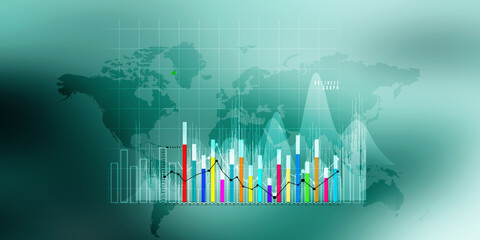 2d illustration Stock market online business concept. business Graph