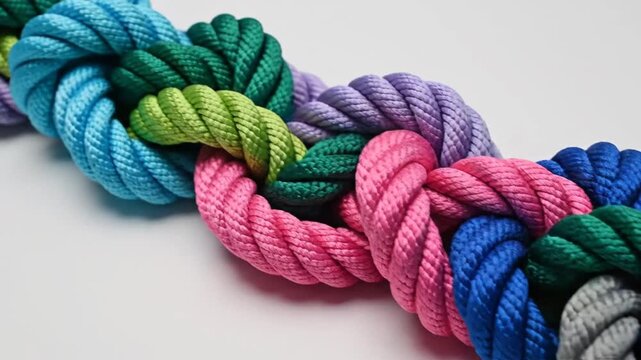 Colorful braided rope knot.