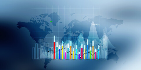 2d illustration Stock market online business concept. business Graph