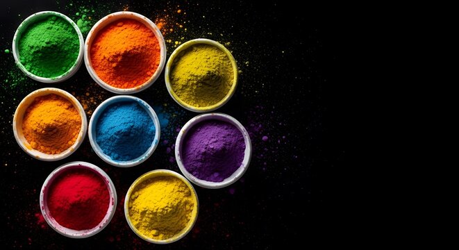 Vibrant holi festival colors celebrating the festival of love with powdered dyes