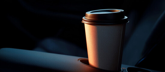 coffe cup mock up sitting in cars cup