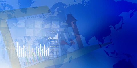 2d illustration Stock market online business concept. business Graph