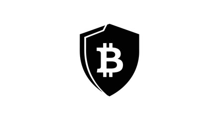 Obraz premium Bitcoin Security Shield Icon: Cryptocurrency Protection and Digital Finance Concept