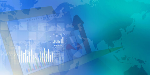 2d illustration Stock market online business concept. business Graph