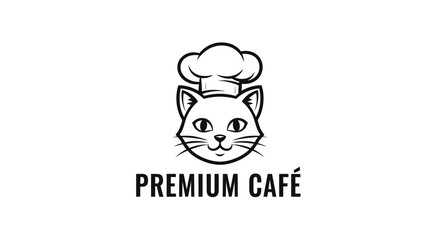 Fototapeta premium Cute Cat Chef Logo for Premium Cafe or Restaurant Mascot Design