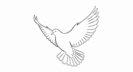 Obraz premium A sketch of a white dove with wings outstretched in flight
