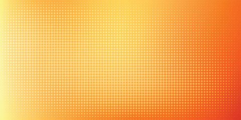 Fototapeta premium Abstract bright orange background with central radial halftone dot pattern.