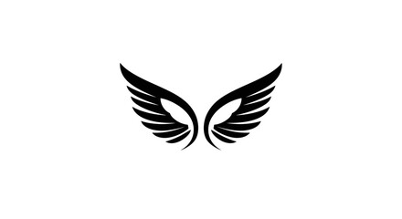 Obraz premium Stylized Black Wings Logo Design Isolated on White Background - Freedom and Flight Symbol
