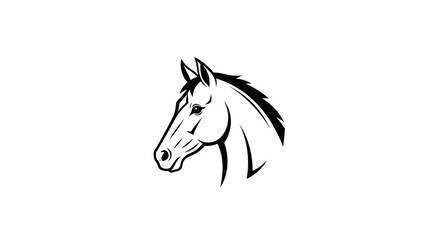 Stylized Horse Head Illustration Black and White Graphic Design