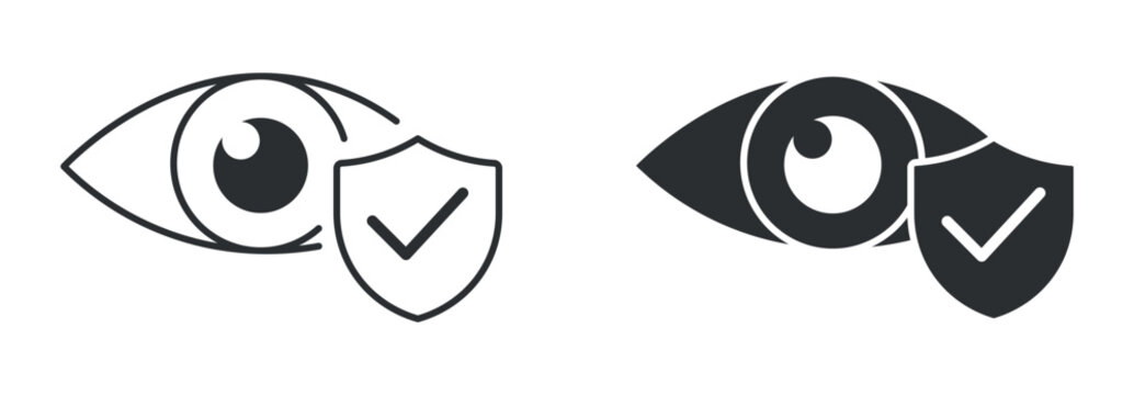 Eye security icon set , Privacy protection icon secure data shield symbol, cybersecurity vector illustration. 