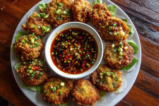 Crispy Tauhu Bergedil Platter with Spicy Kicap Dipping Sauce