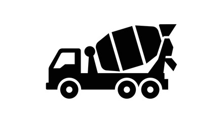 Fototapeta premium Concrete Mixer Truck Icon - Construction Vehicle Symbol.