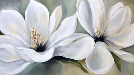 White Flower Oil Painting with Soft Brushstrokes