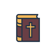 Obraz premium Holy Bible icon features a religious book with a Christian cross symbol.