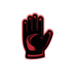 Obraz premium Bold black and red glove icon symbolizing sports or game support isolated on transparent background