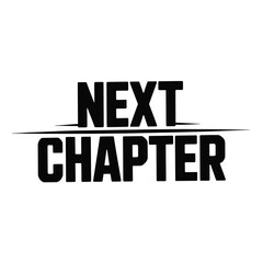 Fototapeta premium Typography logo displaying the words 'NEXT CHAPTER' with a striking horizontal.