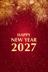 Fototapeta premium Greeting card Happy New Year 2027 Holiday with firework