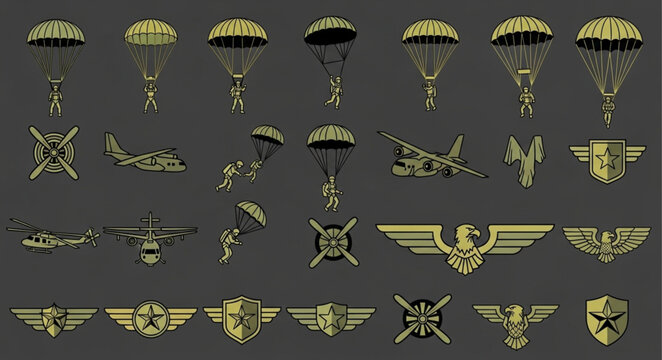 Collection of Military Aviation Badges and Insignia.