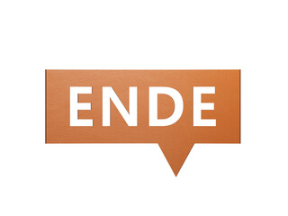 3D illustration of "ENDE" in German, using a bold font. It conveys completion and strength.White Cut Out Paper.Supports PNG files with transparent backgrounds.
