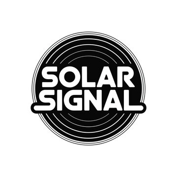 Circular emblem features Solar Signal text with concentric rings pattern.
