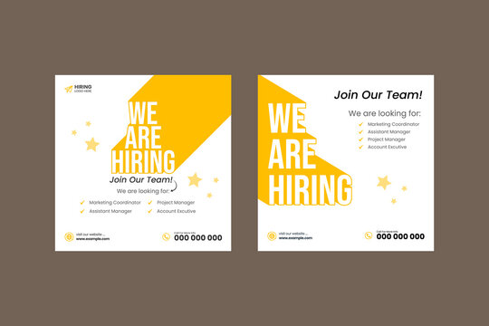 We are hiring job vacancy social media post, employees needed web banner template