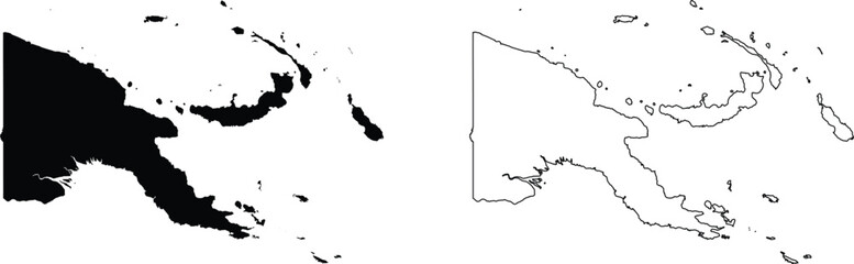 Papua New Guinea map silhouette and outline country © Design LL